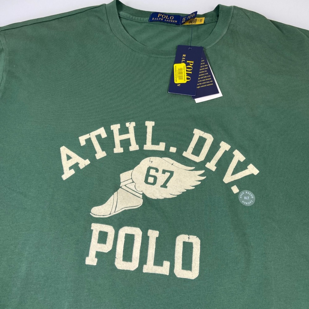Polo Ralph Lauren Mens XLT Green Athl‎ Div 67 Graphic Crew Neck T Shirt NWT